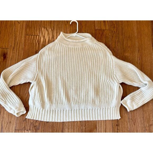 LalaMia drop shoulder white knit mock neck sweater M - Picture 9 of 9